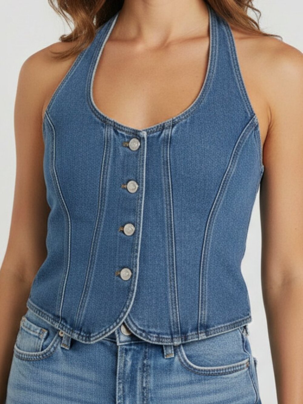 Mare Mare Denim Halter Vest- XS - Like New